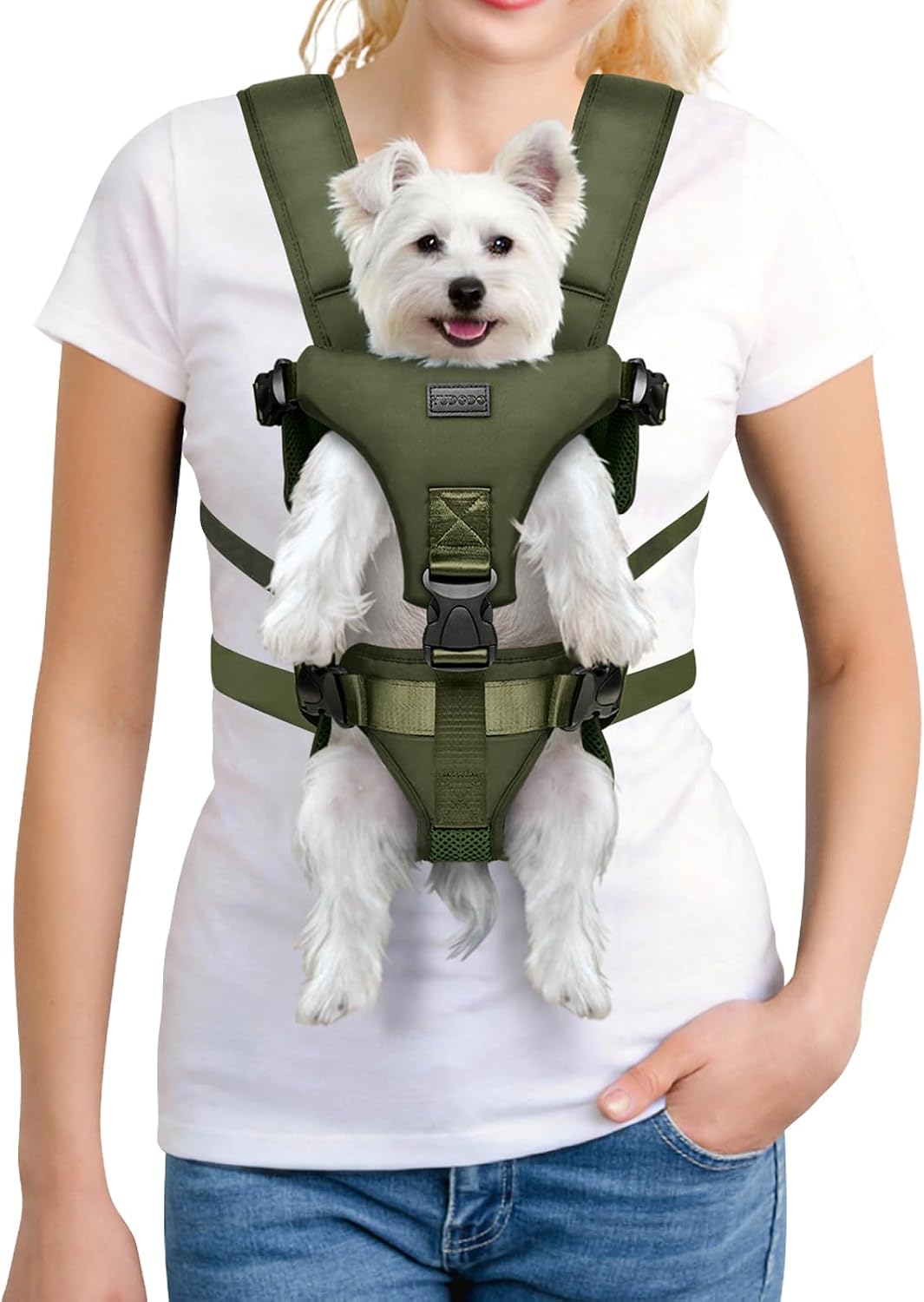 YUDODO Front Pet Carrier Backpack for Small Dogs, Secure and Breathable Mesh Travel Dog Carrier with Safety Belt, Ergonomic Support, Adjustable for Walking, Hiking (Black, M) - Image 10