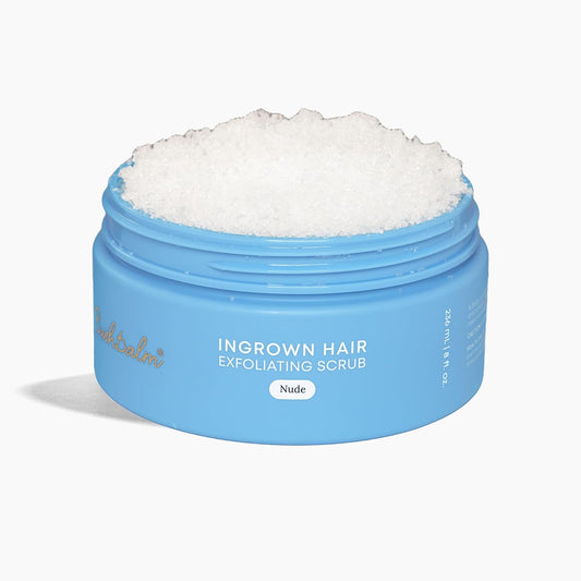 Bushbalm Nude Ingrown Hair Exfoliating Scrub front view of the container