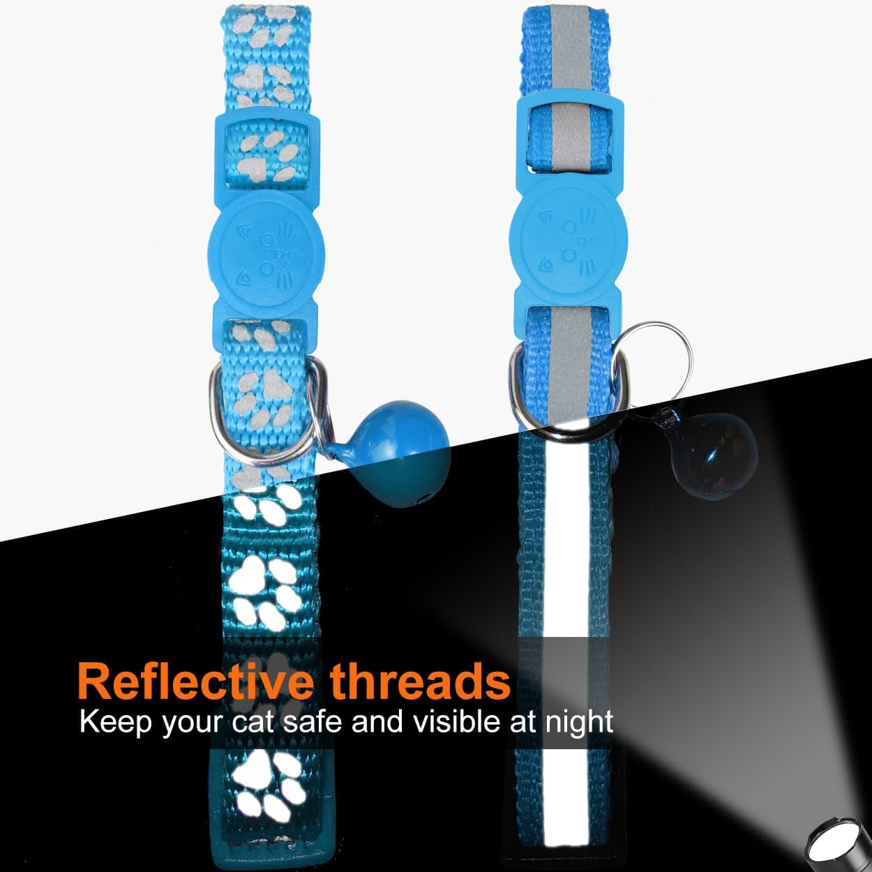 TagME 360 degree reflective strip nylon cat collar low light view