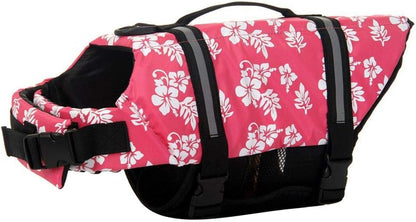 ChezAbbey dog life jacket front view pink flower design for small dogs