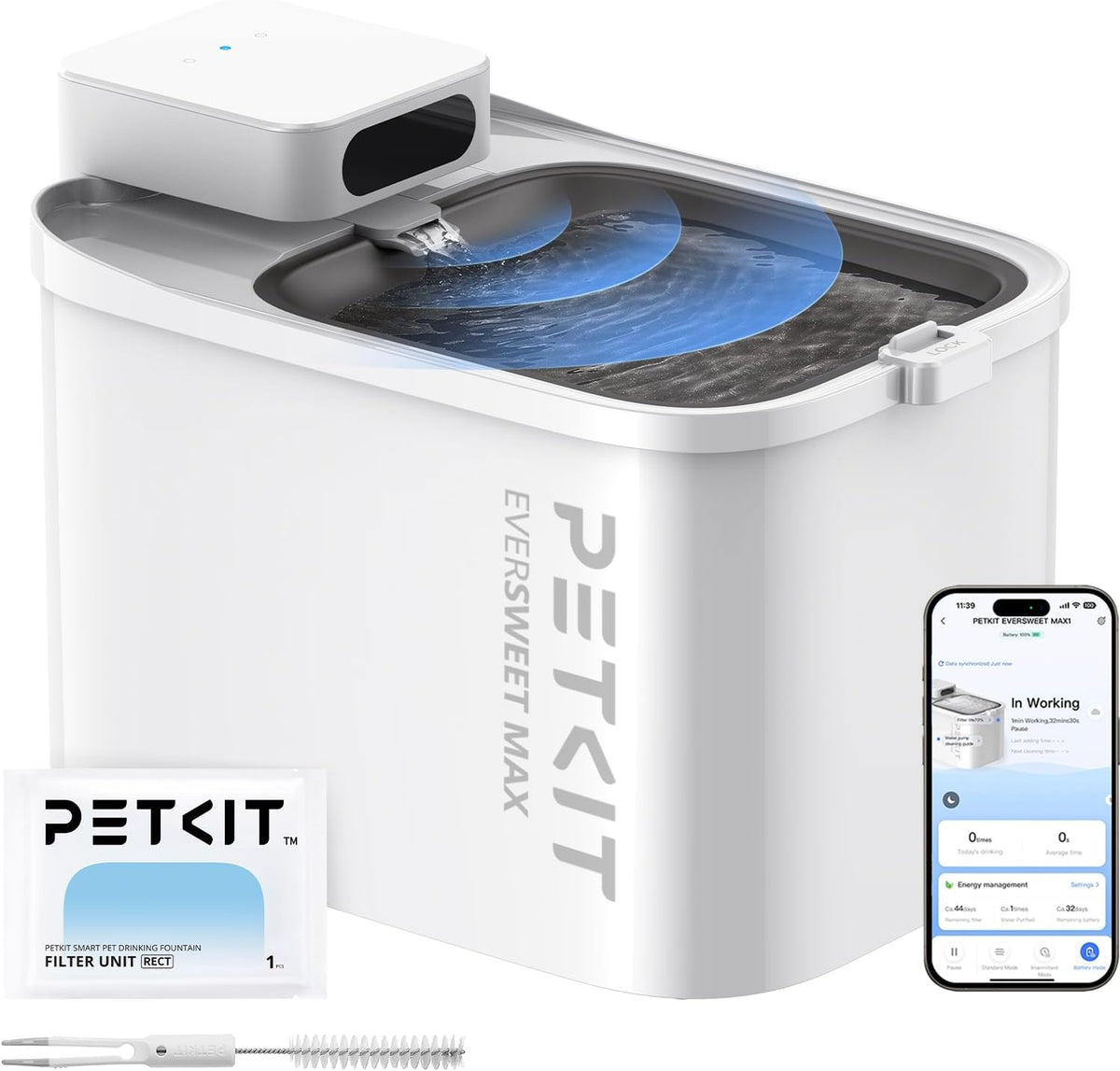 Petkit Eversweet Max Cordless Cat Water Fountain front view white