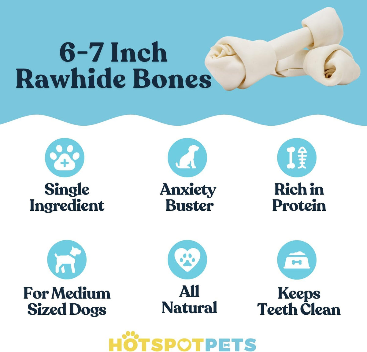 Close up of 7 inch natural beef rawhide roll for dogs