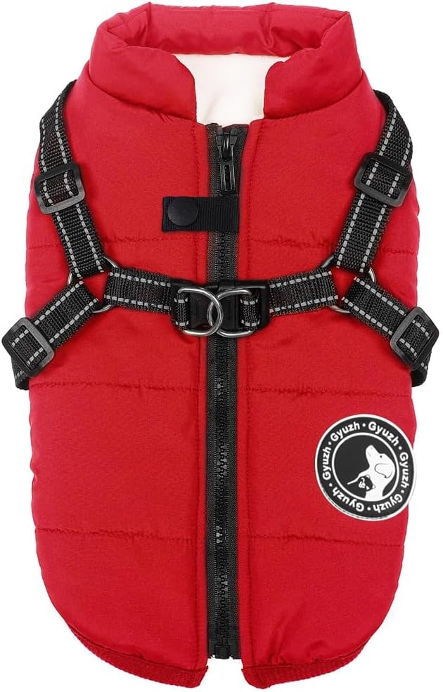 Gyuzh dog coat with integrated harness front view