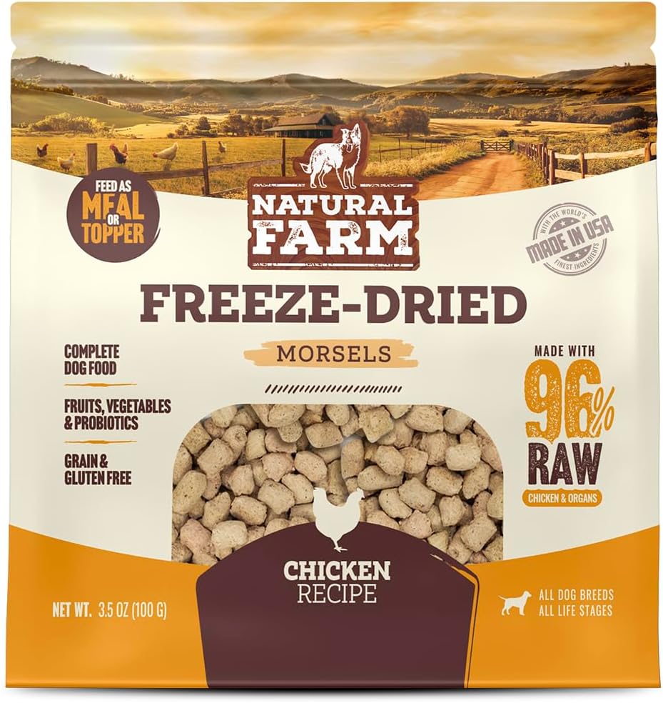 Natural Farm Freeze-Dried Chicken Patties for Dogs - 96% Raw Chicken & Organs, Complete Meal or Food Topper, Grain-Free, Gluten-Free, Probiotics for Digestion, All Life Stages - 14oz Bag - Image 12