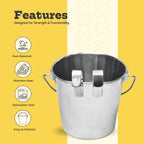 Dual hooks detail on Aaspire Pets stainless steel feeding pail