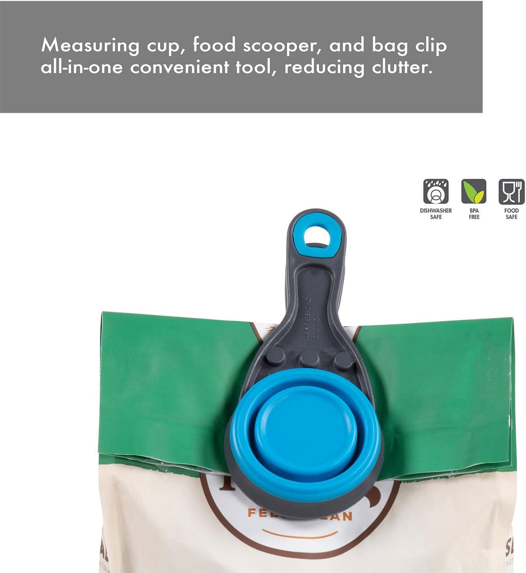 Travel-friendly collapsible pet scoop for dogs and cats