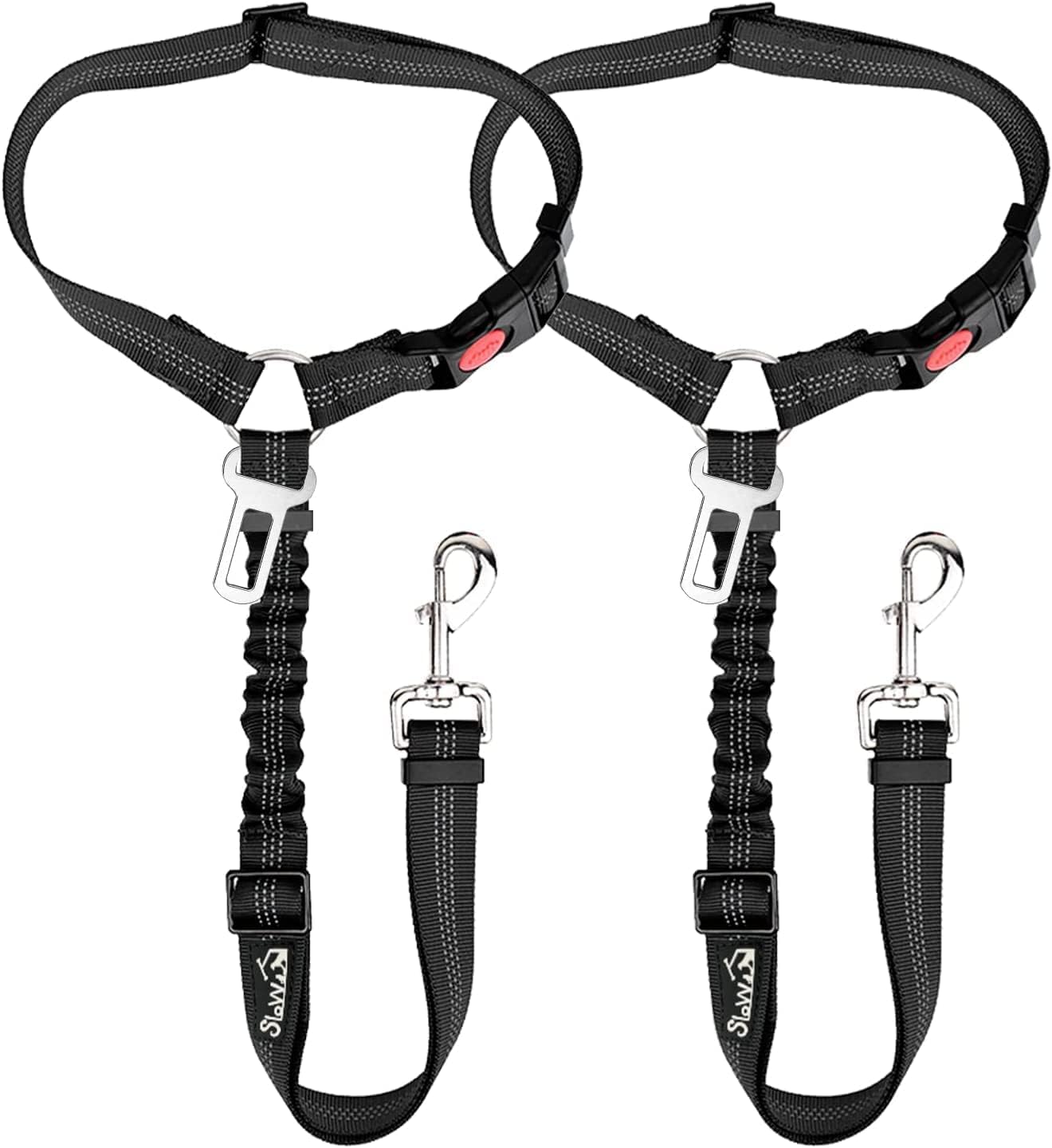 SlowTon dog seat belt 2 pack front view