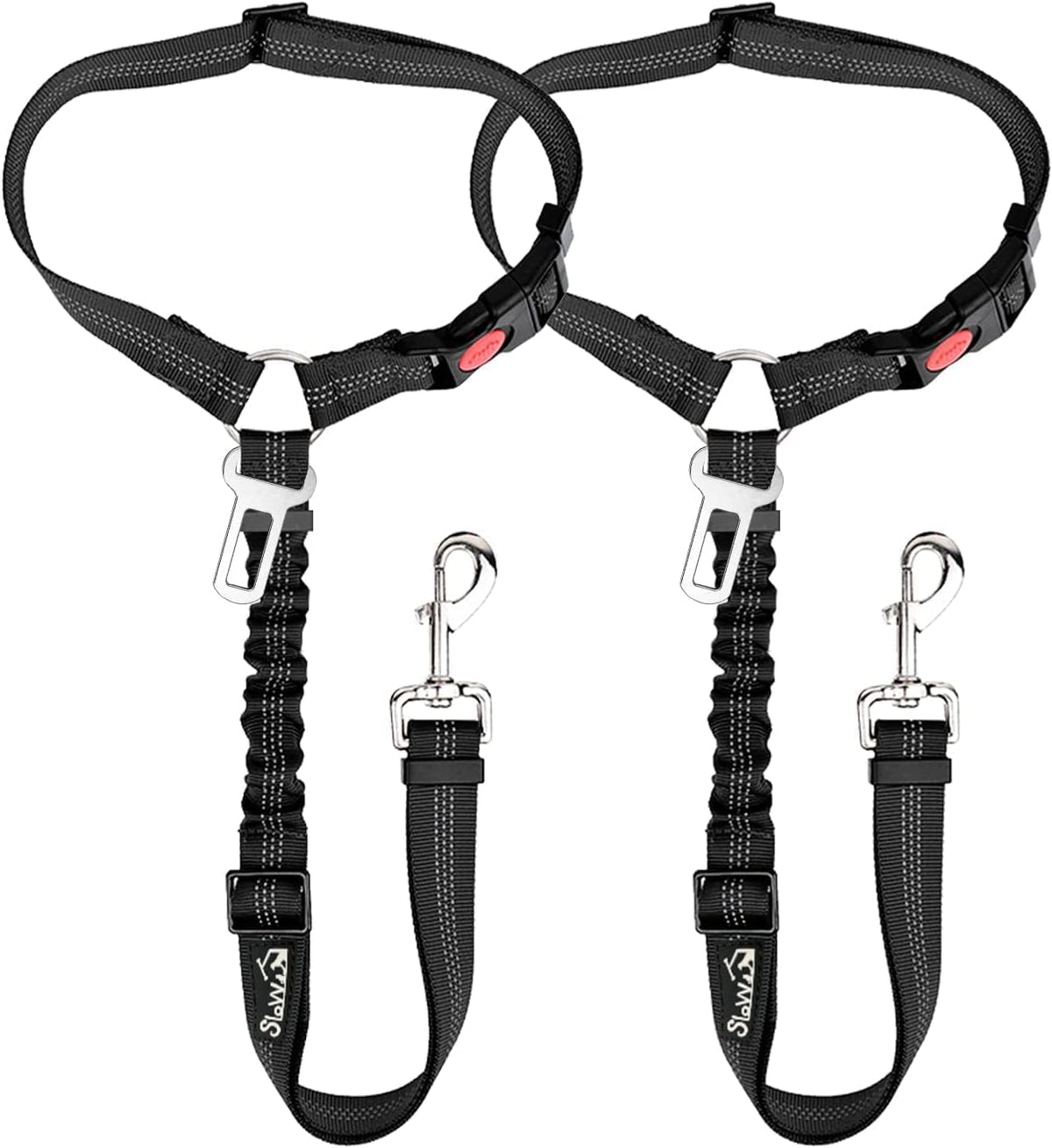 SlowTon dog seat belt 2 pack front view