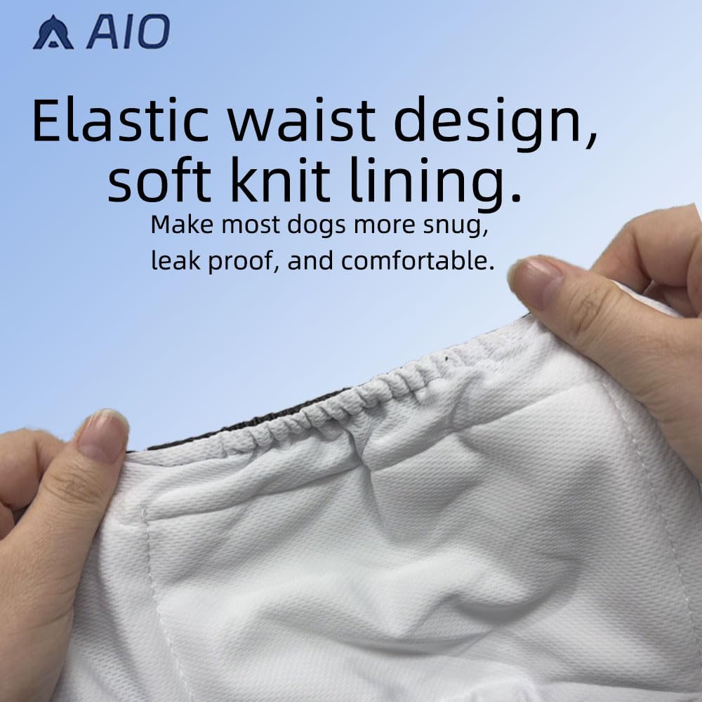 Adjustable hook and loop closure design on the AIO reusable dog diaper for secure fitting