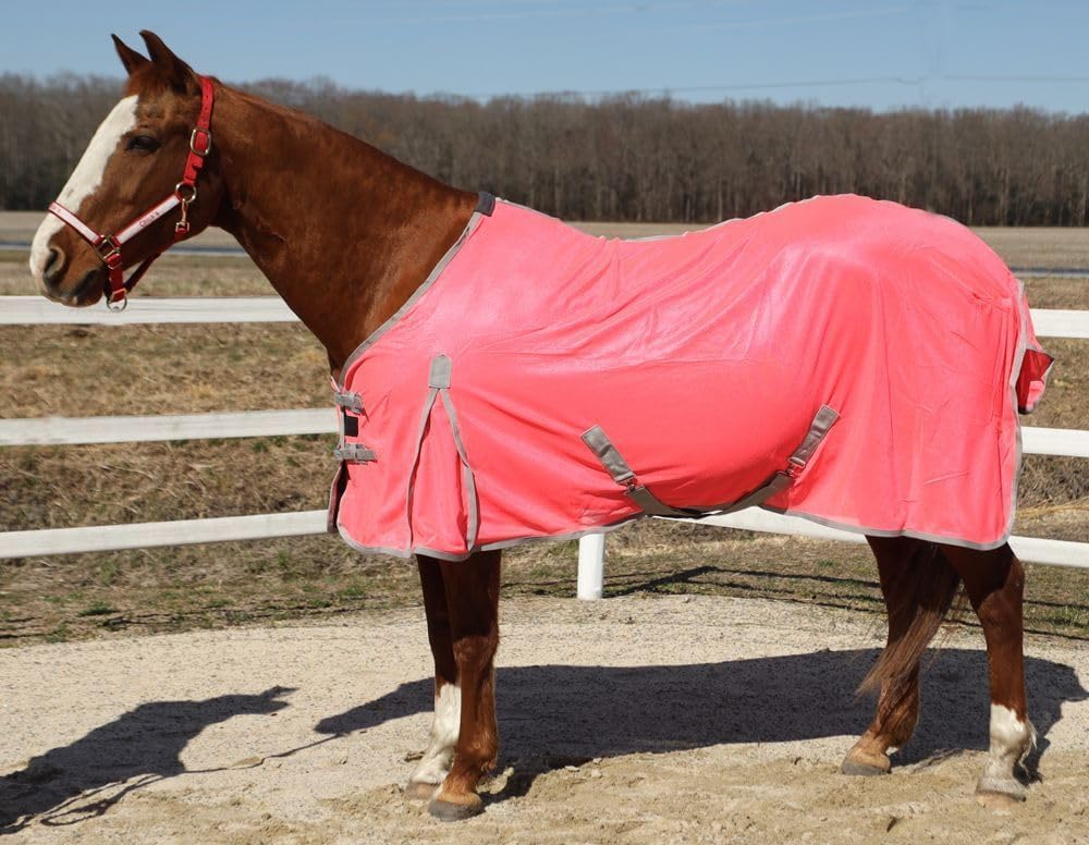 Detail shot of the adjustable and removable elastic leg straps attached to the horse sheet.
