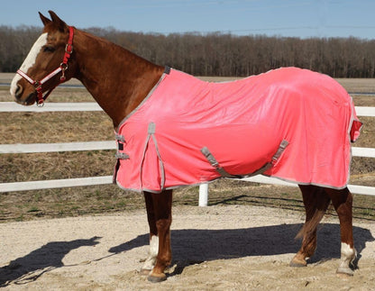 Detail shot of the adjustable and removable elastic leg straps attached to the horse sheet.