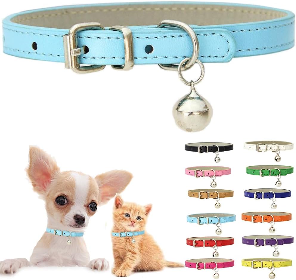 Pink XXS Cat Collar with Bell, Soft Pu Leather Puppy Collars Adjustable Buckle for XS Extra Small Medium Tiny Female Girl Pets Dogs Kitten Teacup Yorkie XX-Small - Image 15