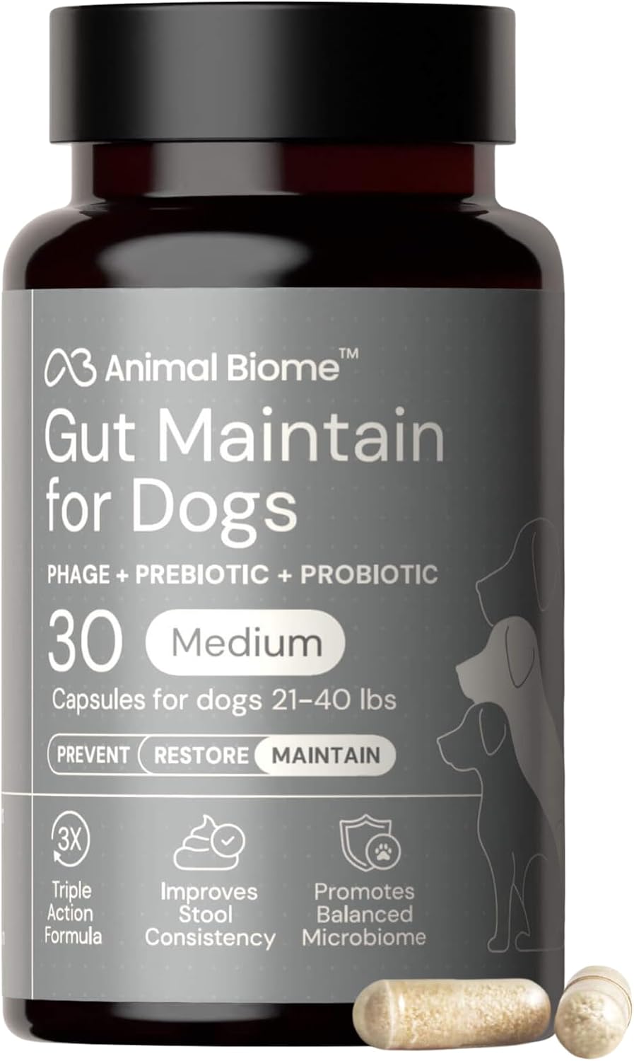 Animal Biome Probiotics for Dogs with S Boulardii, Gut Maintain (60 Capsules) - Triple-Action Large Dog Probiotics, Prebiotics & Phage Supplements for Gut Health, Firmer Stool & Diarrhea Support - Image 12