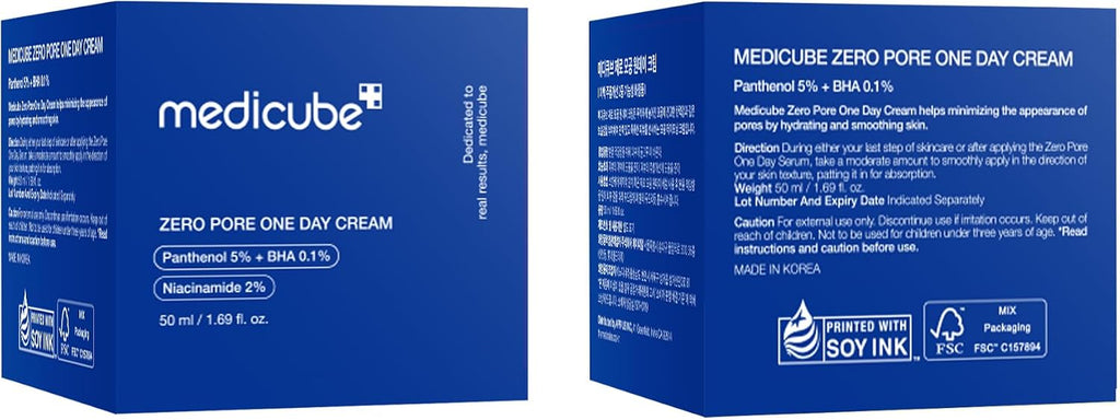 Medicube Zero Pore One Day Cream boxed product presentation