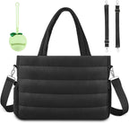 Kubya Puffer Diaper Tote Bag front view in black