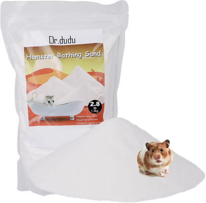 DR.DUDU Hamster Bath Sand, 2.8lb Dust Free Desert Sand or Potty Litter Sand for Hamster Chinchillas Gerbil Syrian Mice Small Animals (White) - Image 1