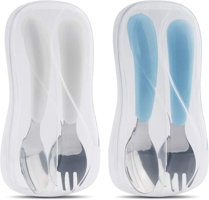 Kirecoo toddler stainless steel fork and spoon set front view