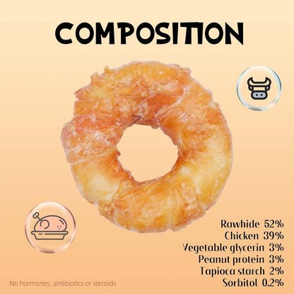 Asmpet dog donut treat showing chicken breast wrapping