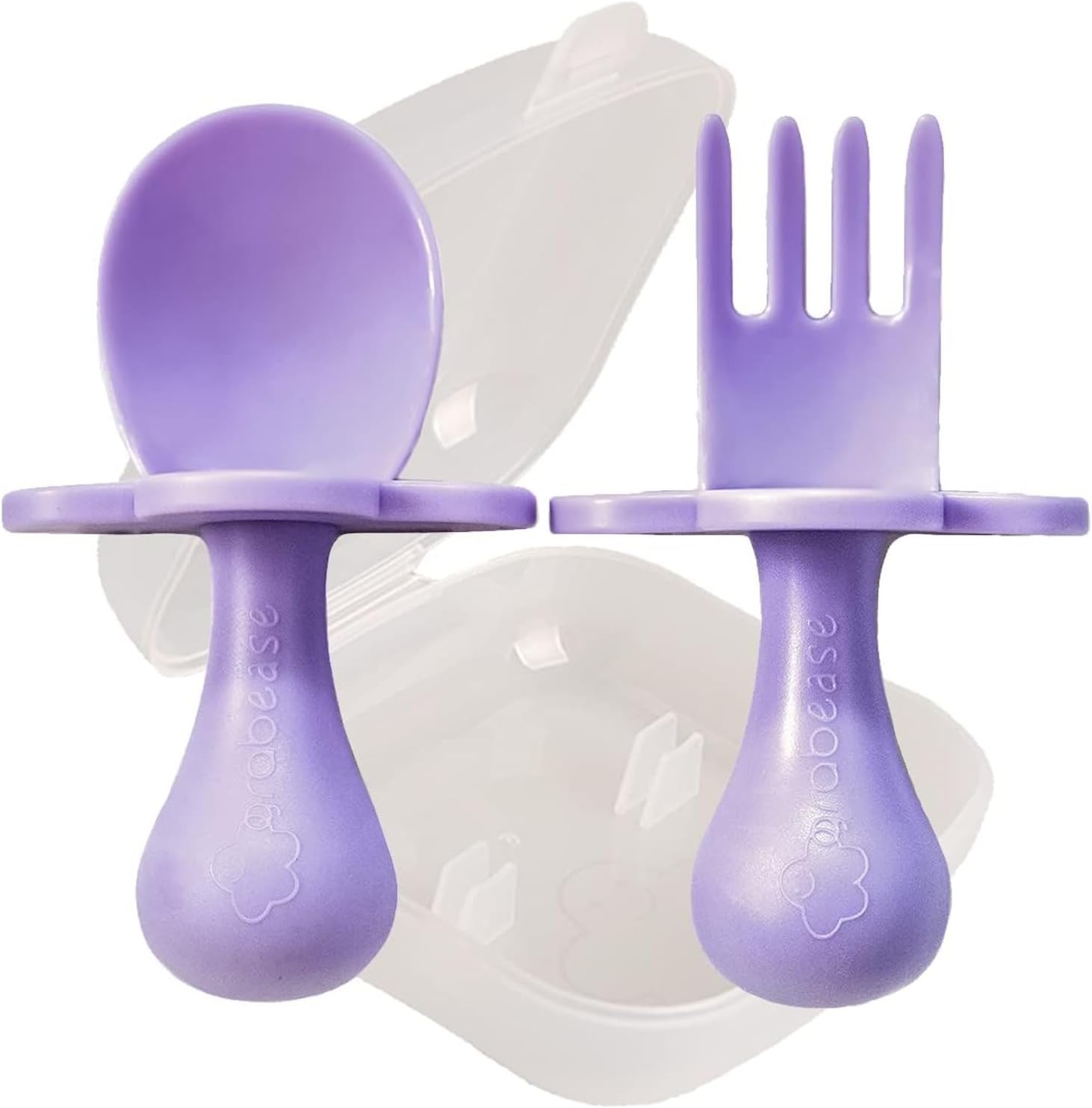 Grabease baby feeding utensil set in lavender front view
