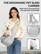Moysoon hands-free dog carrier worn by person