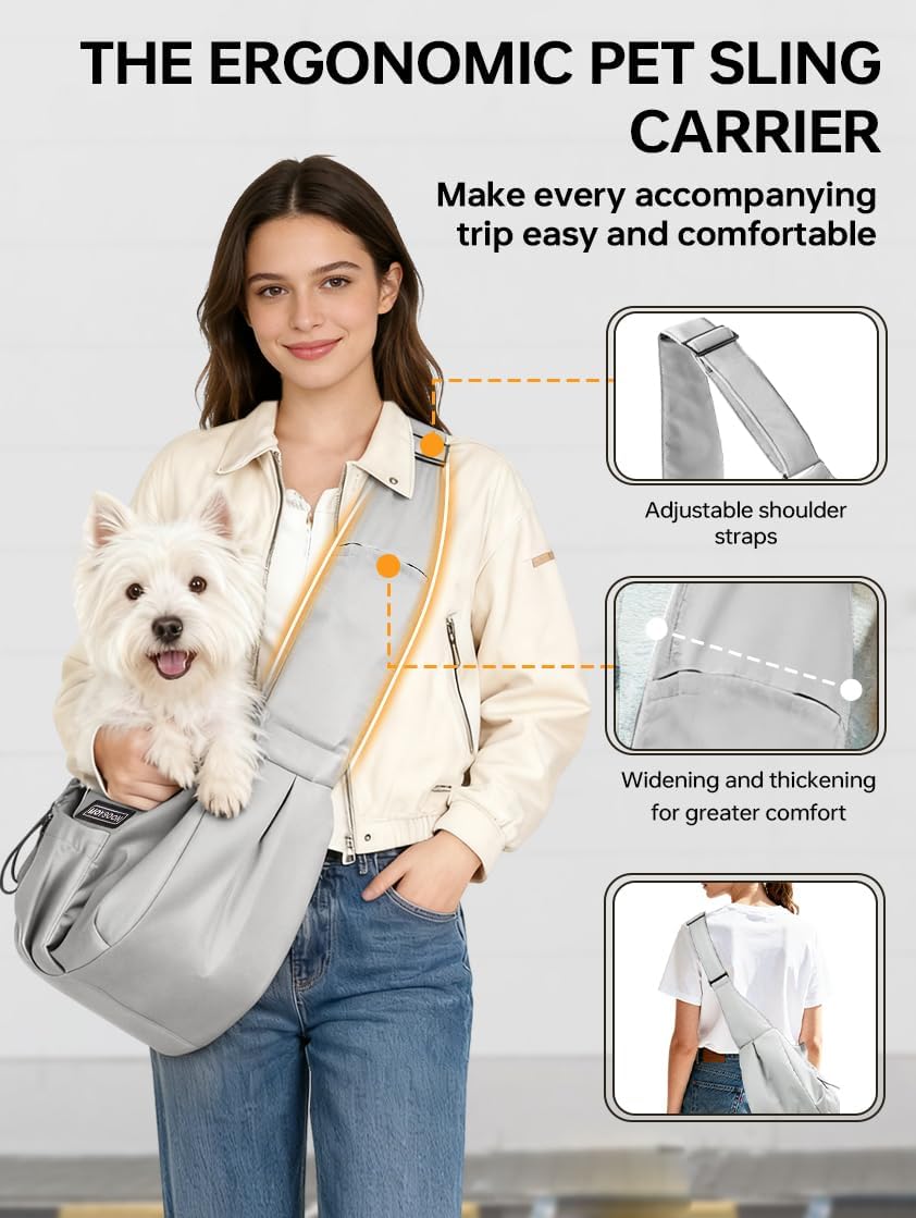 Moysoon hands-free dog carrier worn by person
