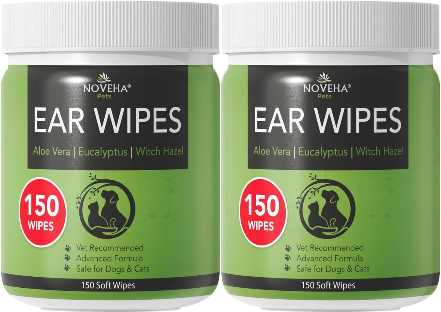 NOVEHA 150PCs Dog Ear Cleaner Wipes, Daily Ear Cleaner for Dogs & Cats - Stop Ear Itching with Aloe, Eucalyptus & Witch Hazel Ear Wipes for Dogs - for Odor Control, Dirt and Wax Removal, Unscented - Image 9