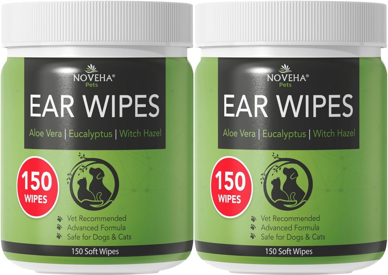 NOVEHA 150PCs Dog Ear Cleaner Wipes, Daily Ear Cleaner for Dogs & Cats - Stop Ear Itching with Aloe, Eucalyptus & Witch Hazel Ear Wipes for Dogs - for Odor Control, Dirt and Wax Removal, Unscented - Image 9