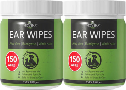 NOVEHA 150PCs Dog Ear Cleaner Wipes, Daily Ear Cleaner for Dogs & Cats - Stop Ear Itching with Aloe, Eucalyptus & Witch Hazel Ear Wipes for Dogs - for Odor Control, Dirt and Wax Removal, Unscented - Image 9