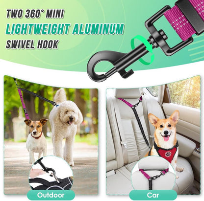 Adjustable dual pet lead extension showcasing the reflective safety stitching.