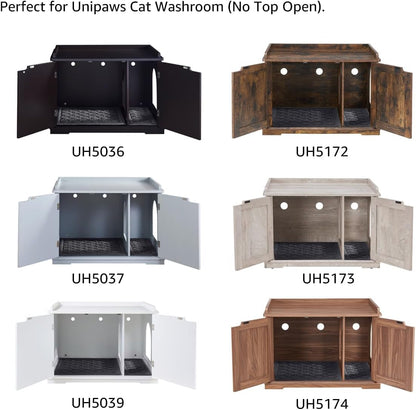 Non-slip bottom texture of Unipaws gray scatter control mat for pet washrooms
