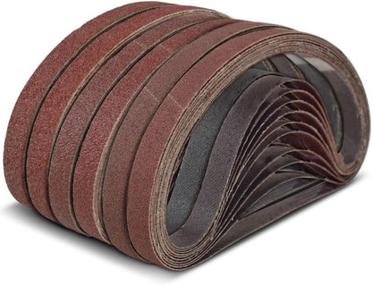 TPmax replacement belts for handheld sanders demonstrating flexibility and heavy duty backing.