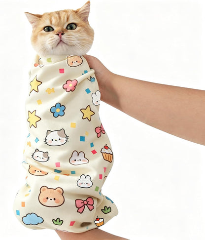 29.5" Cat Grooming Wrap,cat wrap for Cutting Nails,Self-Adhesive cat Swaddle wrap cat Restraint cat wrap Blanket for Medicine, Nail Clipping, Teeth Brushing,White Guitar(Within 16lbs) - Image 11