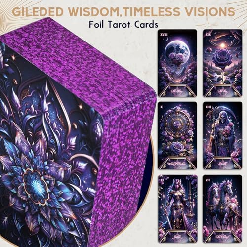 Detailed view of mystical purple rose tarot card artwork