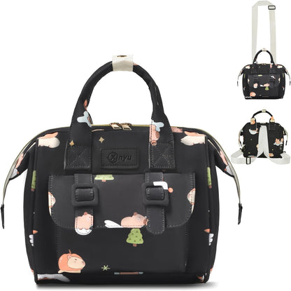 Mozzilog small diaper bag front view with black animal print