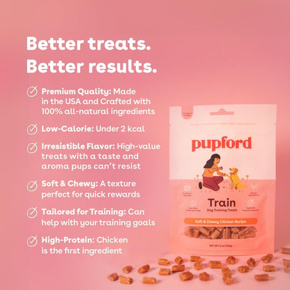 Pupford all natural chicken puppy treats nutritional information label