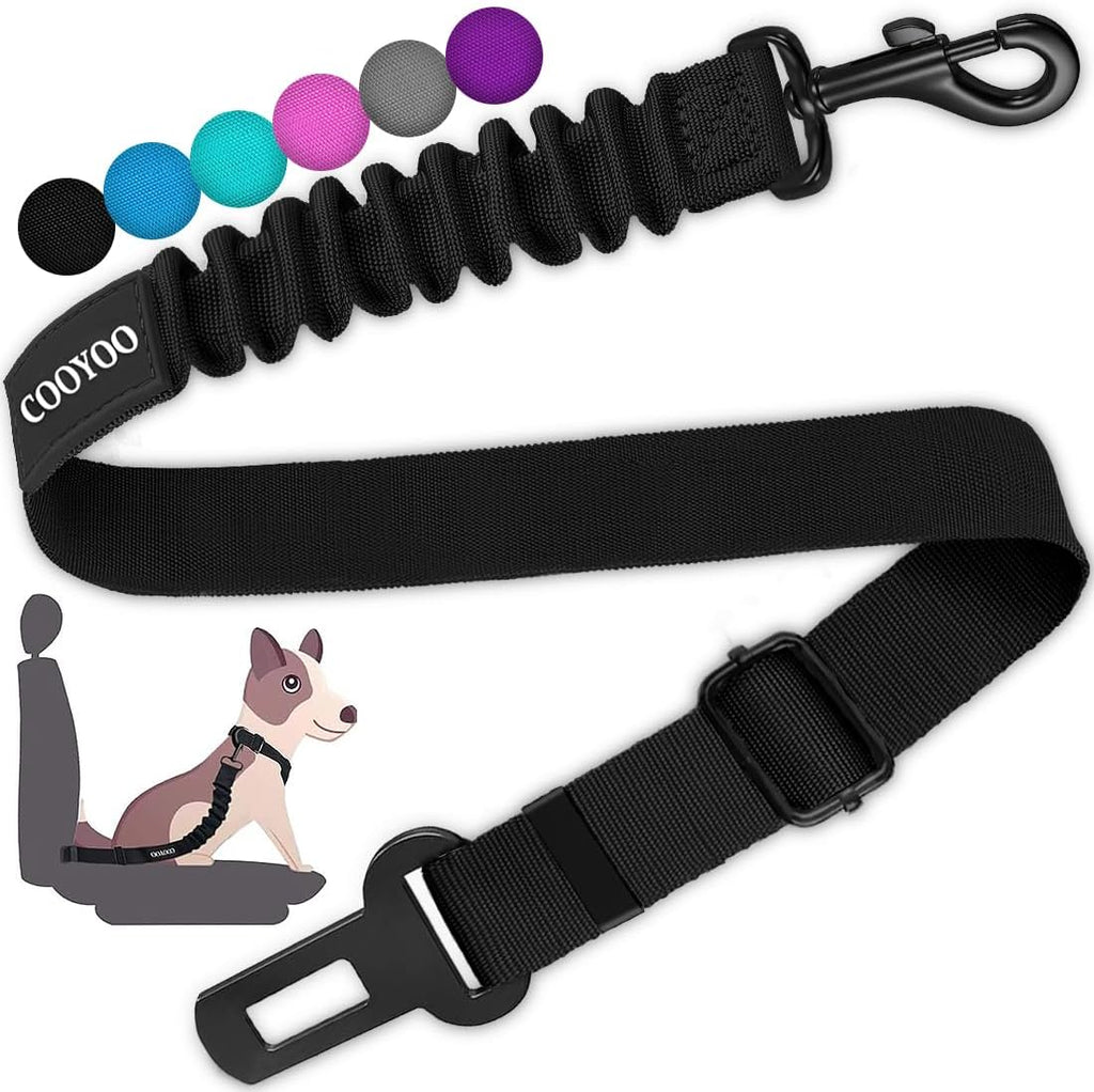 Cooyoo black dog seat belt front view for car travel
