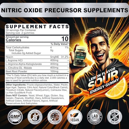 Nextdia L Arginine supplement gummies nutritional facts label