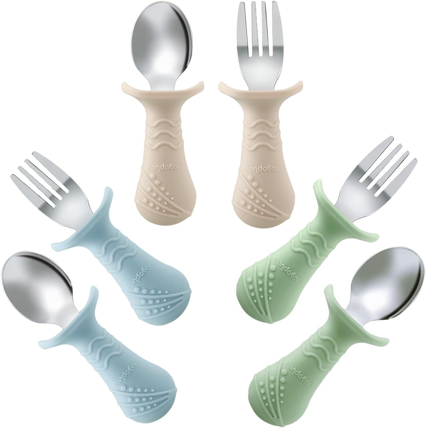 PandaEar baby and toddler fork and spoon set front view