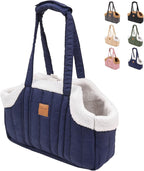 ETIAL Small Dog Carrier Purse, Winter Fleece Warm Dog Tote Bag Carrier with Secure Harness Clip for Puppy Kitten, Waterproof Pet Travel Handbag for Shopping, Hiking and Walking (Black) - Image 9