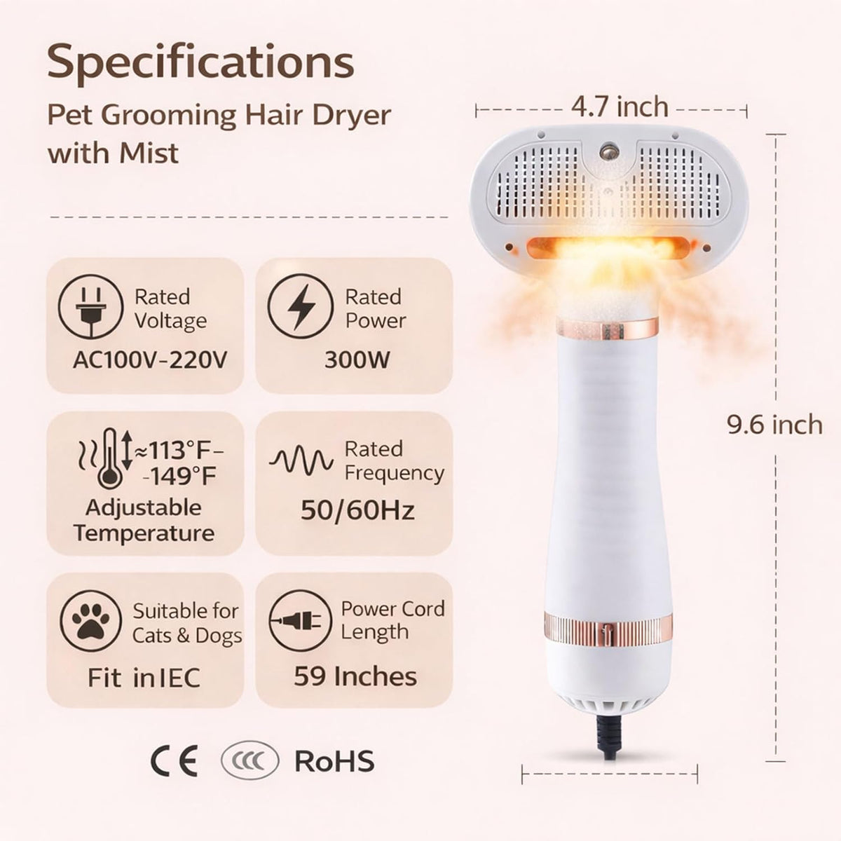 Libstp 4 in 1 pet grooming tool with steam mist function