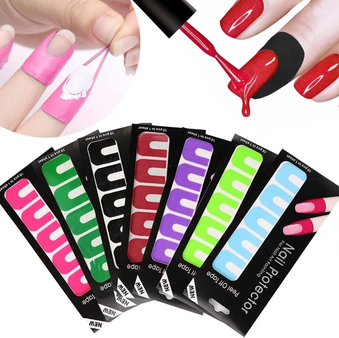 EBANKU nail polish protector sheets front view showing disposable u-shape stickers for clean manicures.