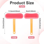 Yuanan guinea pig brush two piece set showing soft pink silicone bristles