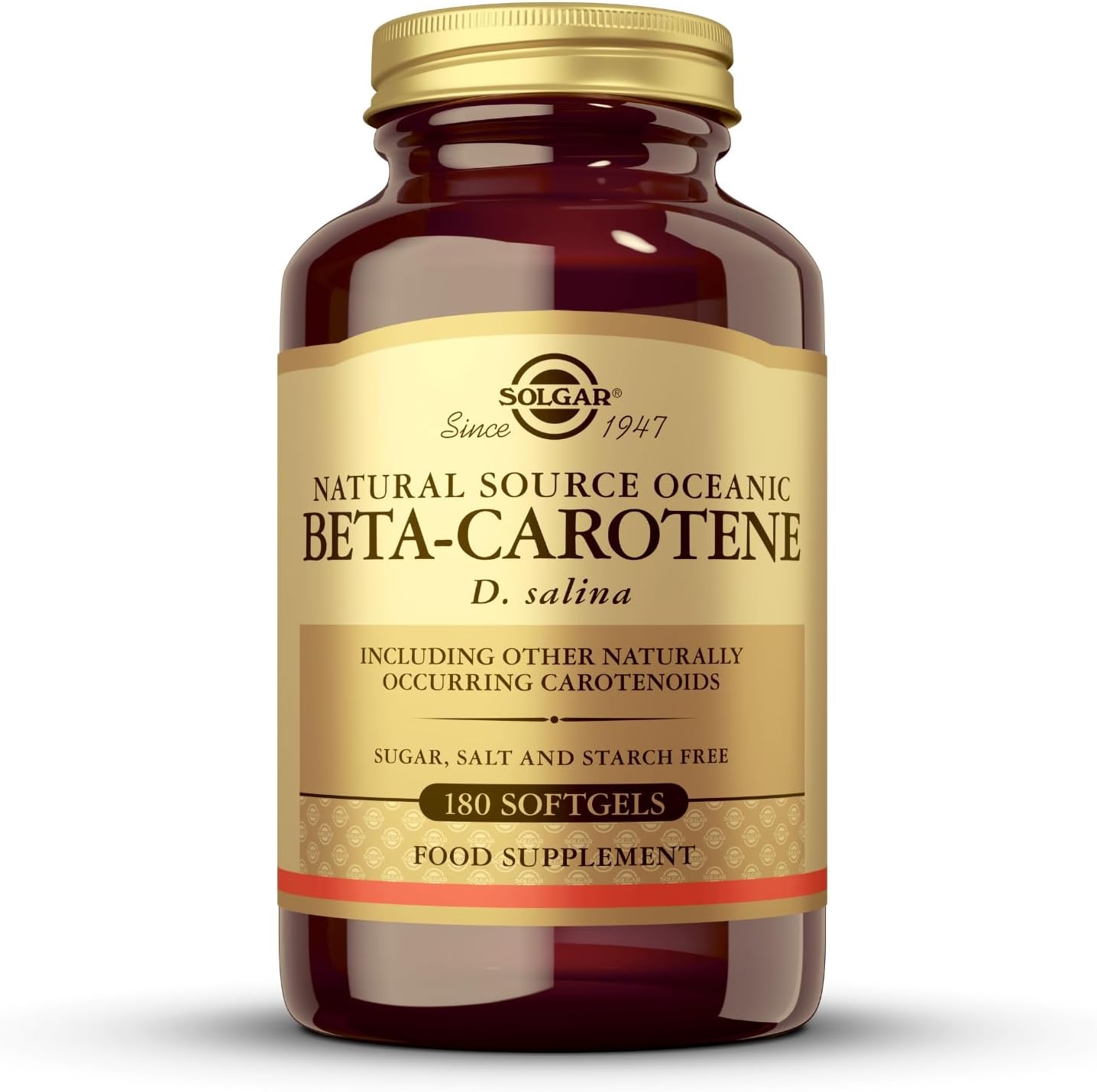 Solgar Oceanic Beta Carotene 25000 IU 180 Softgels bottle front view