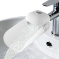Xinhuju KOMIDK faucet extender front view showing grey silicone water tap extension for toddler hand washing safety