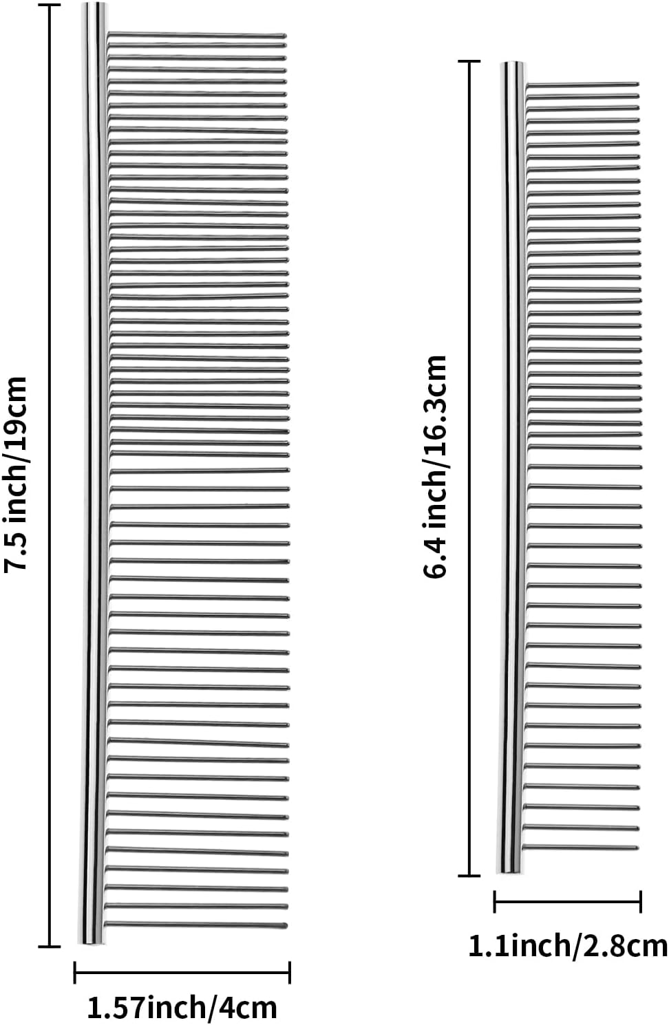 Flezoo pet grooming comb showing wide and narrow teeth design