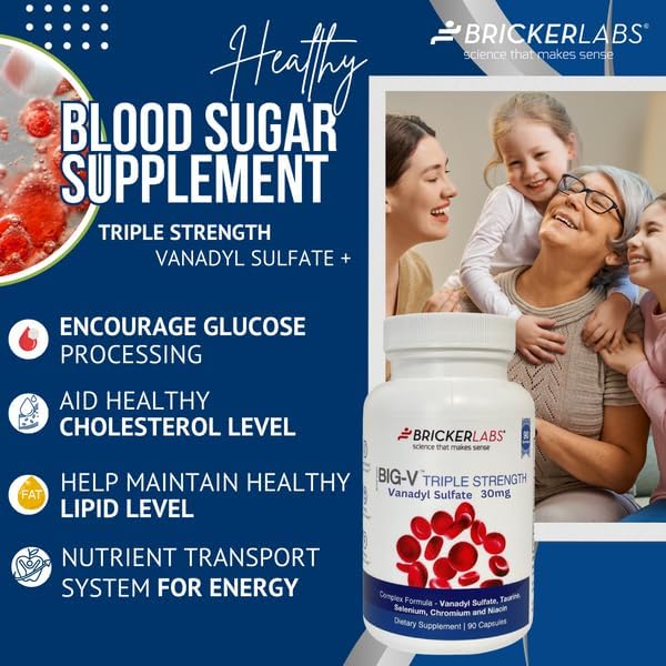 Bricker Labs Vanadyl Sulfate ninety capsules supplement facts label description