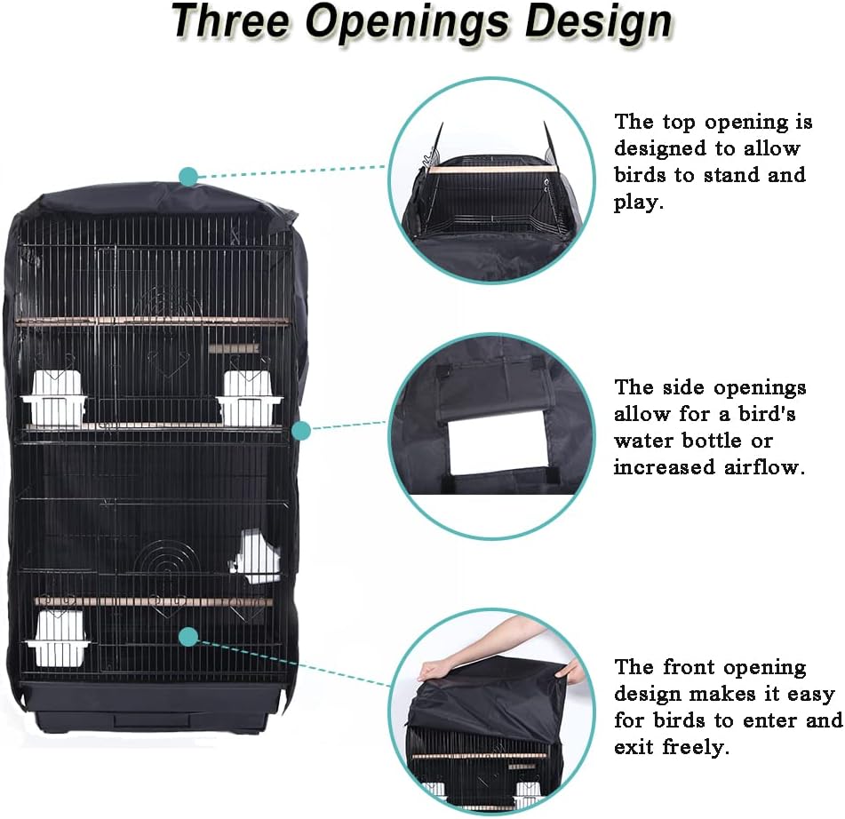 Syooy bird cage cover showing the front zipper flap partially open.