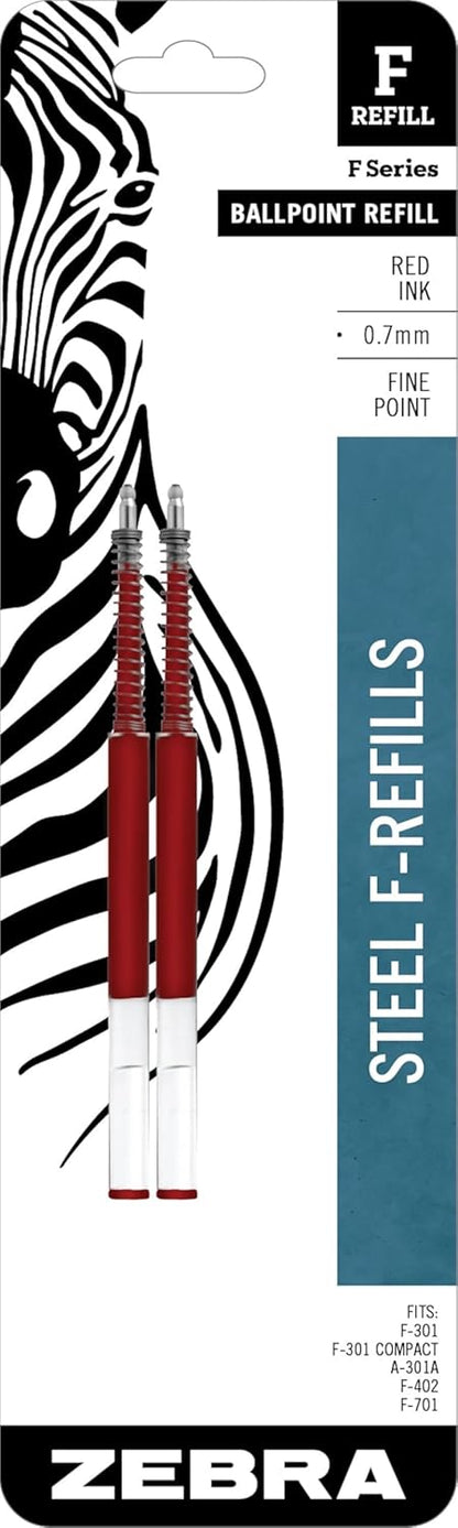 Zebra Pen Steel, F-Refill Ballpoint Ink Refills, 0.7mm Fine Point, Black Ink, Fits Zebra F-301, F-402, and F-701 Ballpoint Pens, Smooth Writing Performance, 2-Pack (85512) - Image 6