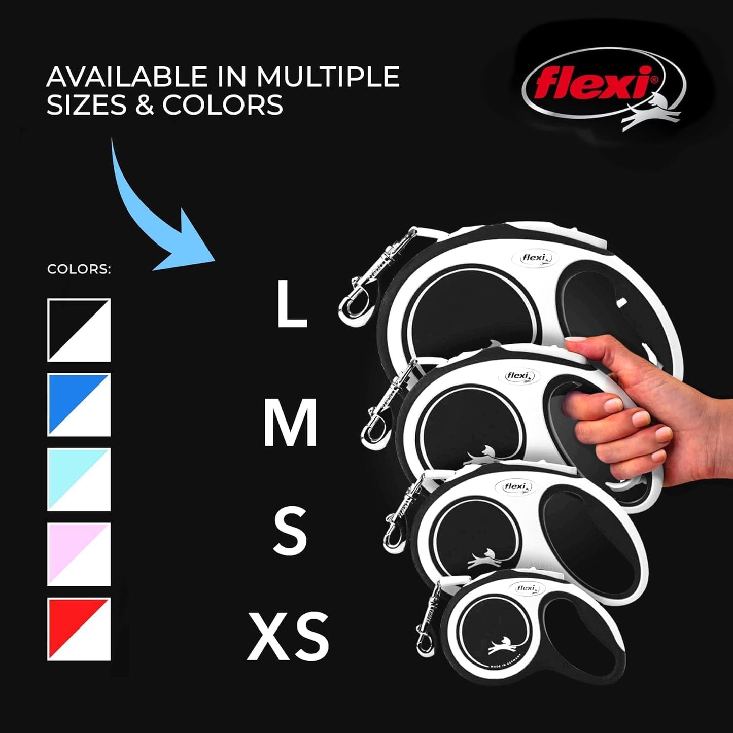 High-strength nylon tape detail on Flexi dog leash