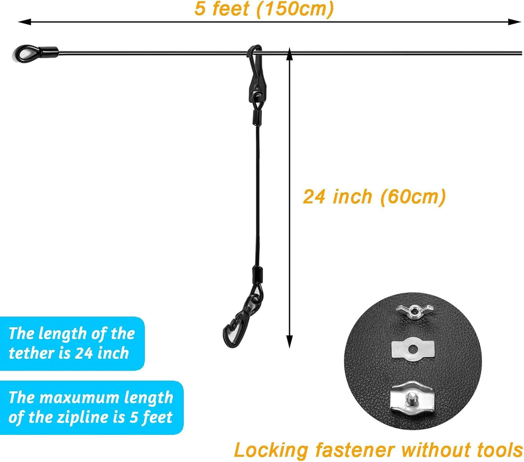 Dog Seatbelt, Car Harness with Coated Wire Rope, Happy Ride Dog Zipline, Safety Restraint No-Chew Tether Cable (Stainless Steel, 5 FT) - Image 3